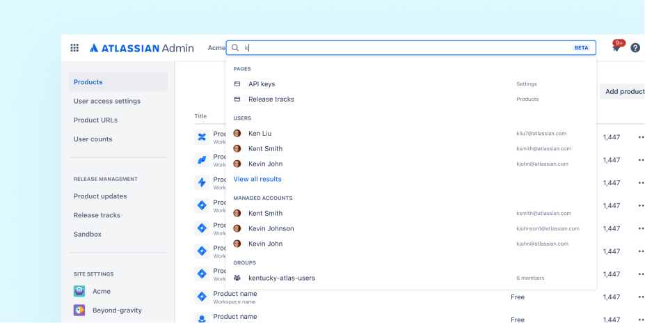 Admin search